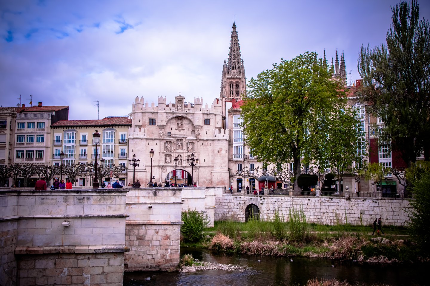 Looking across the river at the old gate into Burgos