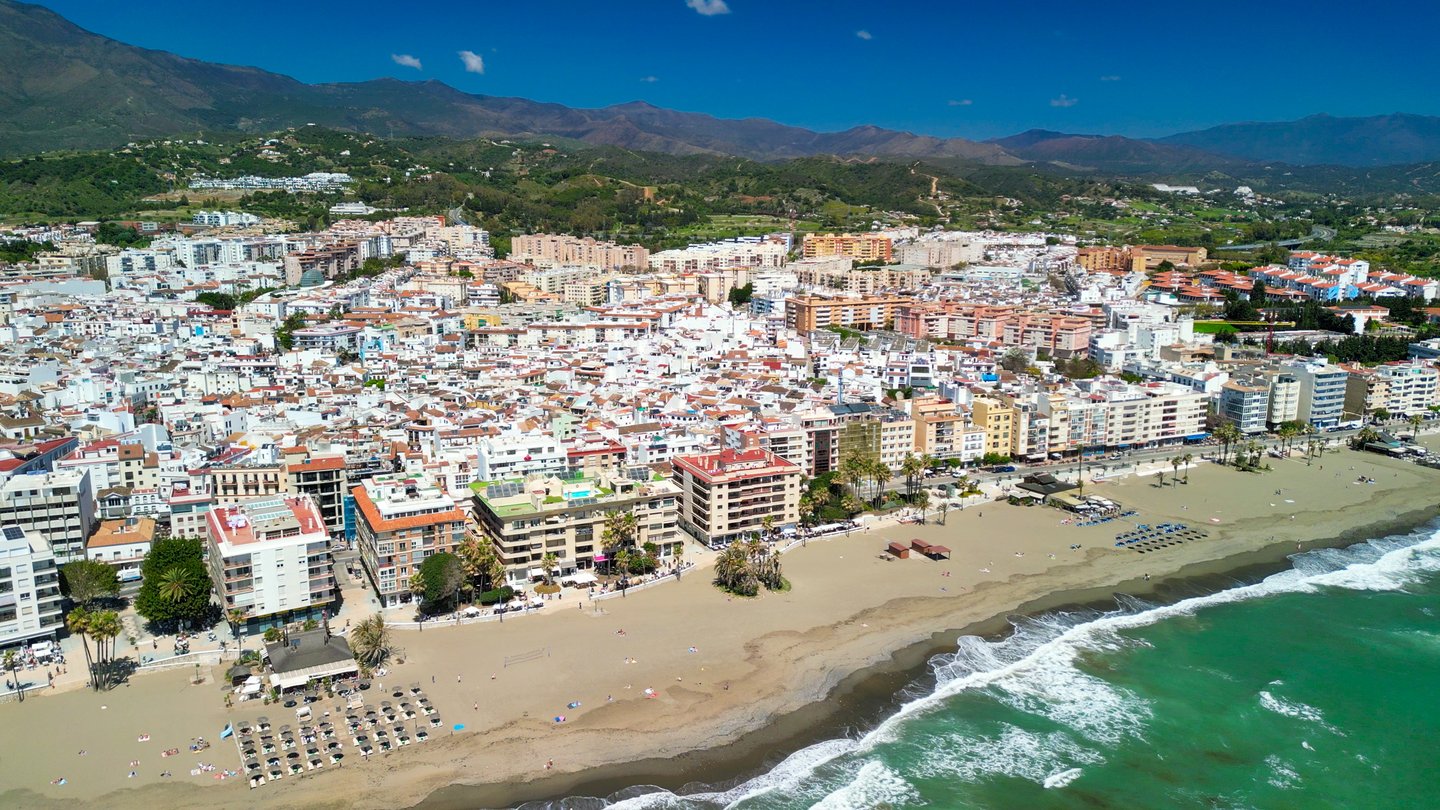 An aerial view of Estepona and the beach