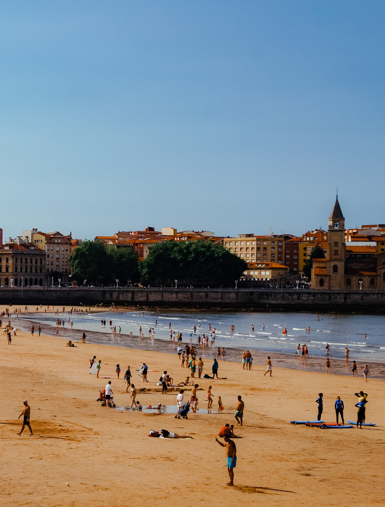 The golden beach in Gijon