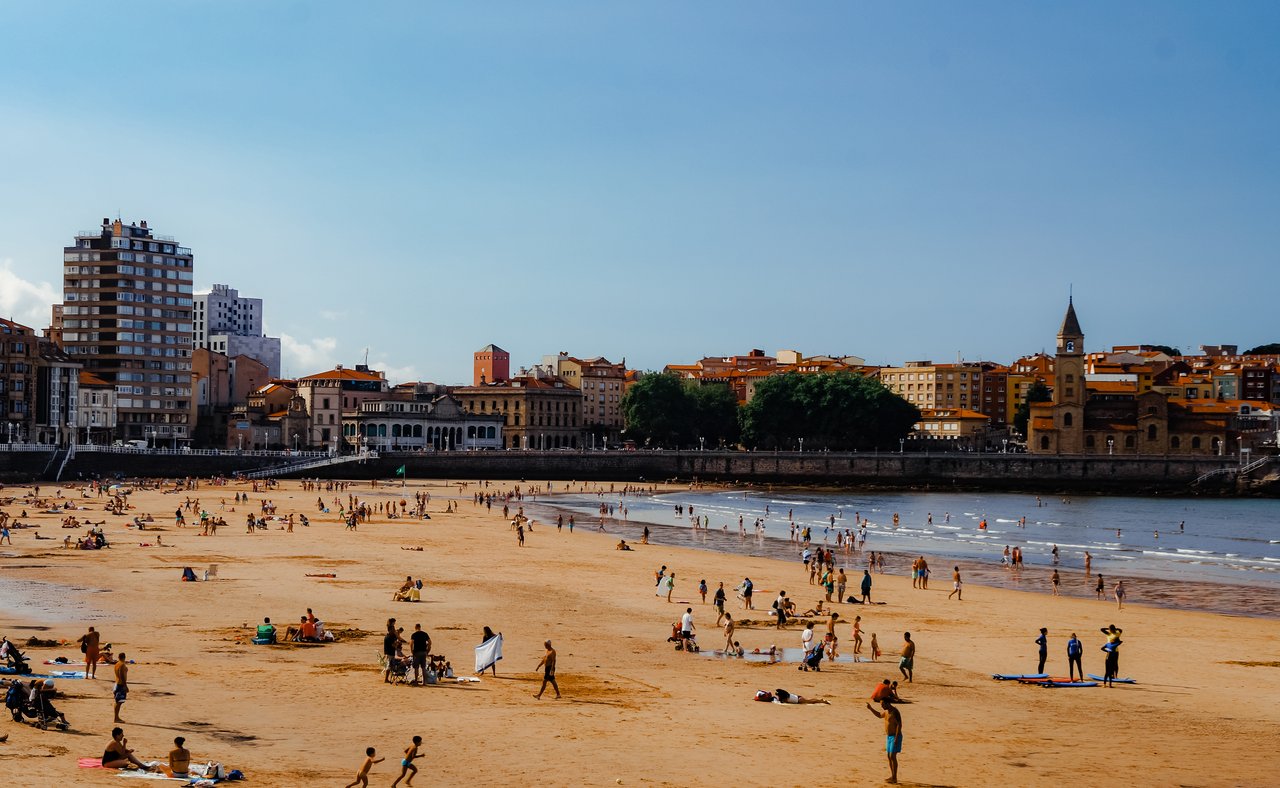 The golden beach in Gijon