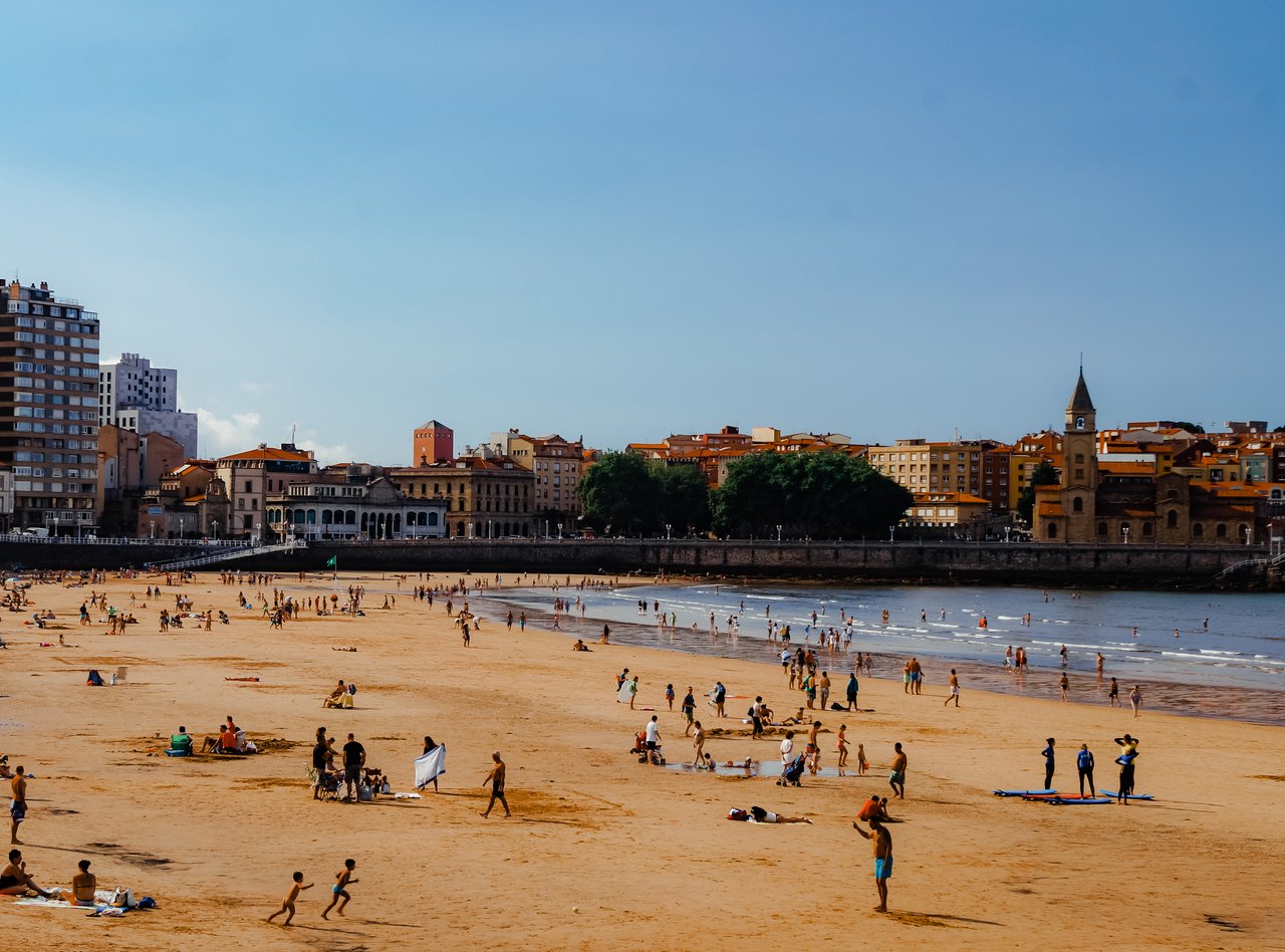 The golden beach in Gijon