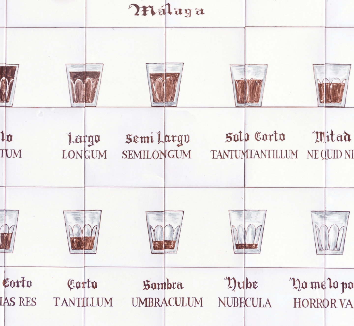Names for coffee in Malaga