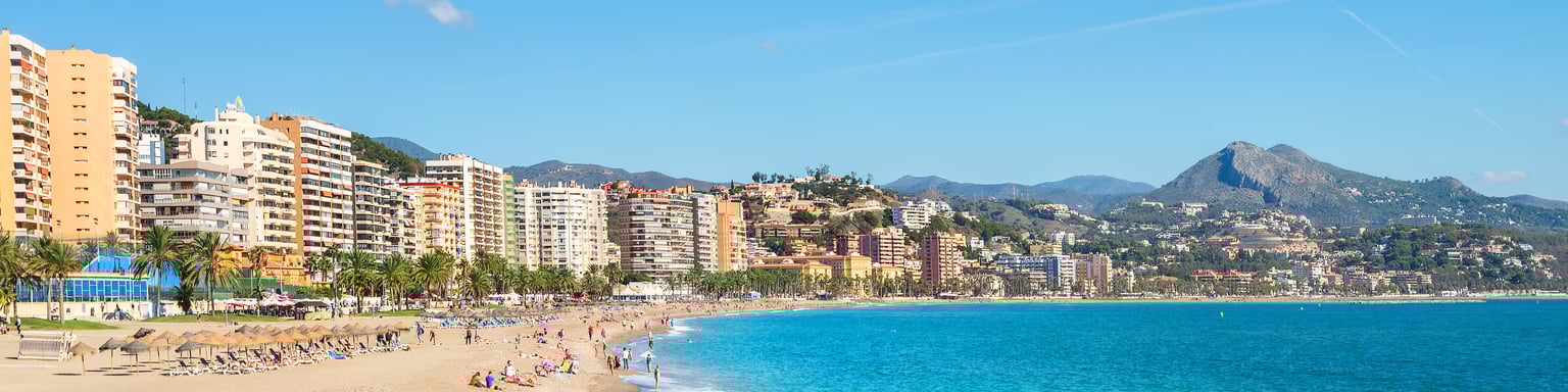 Malagueta Beach in Malaga on a sunny day