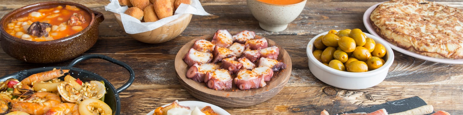 A selection of traditional Spanish food