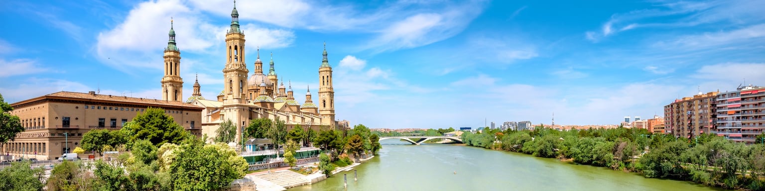 The Elba River in Zaragoza with the cathedral on the left bank