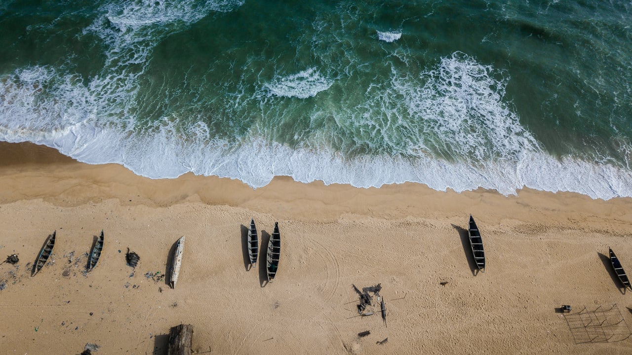 An aerial view of Ibeshe beach, Nigeria