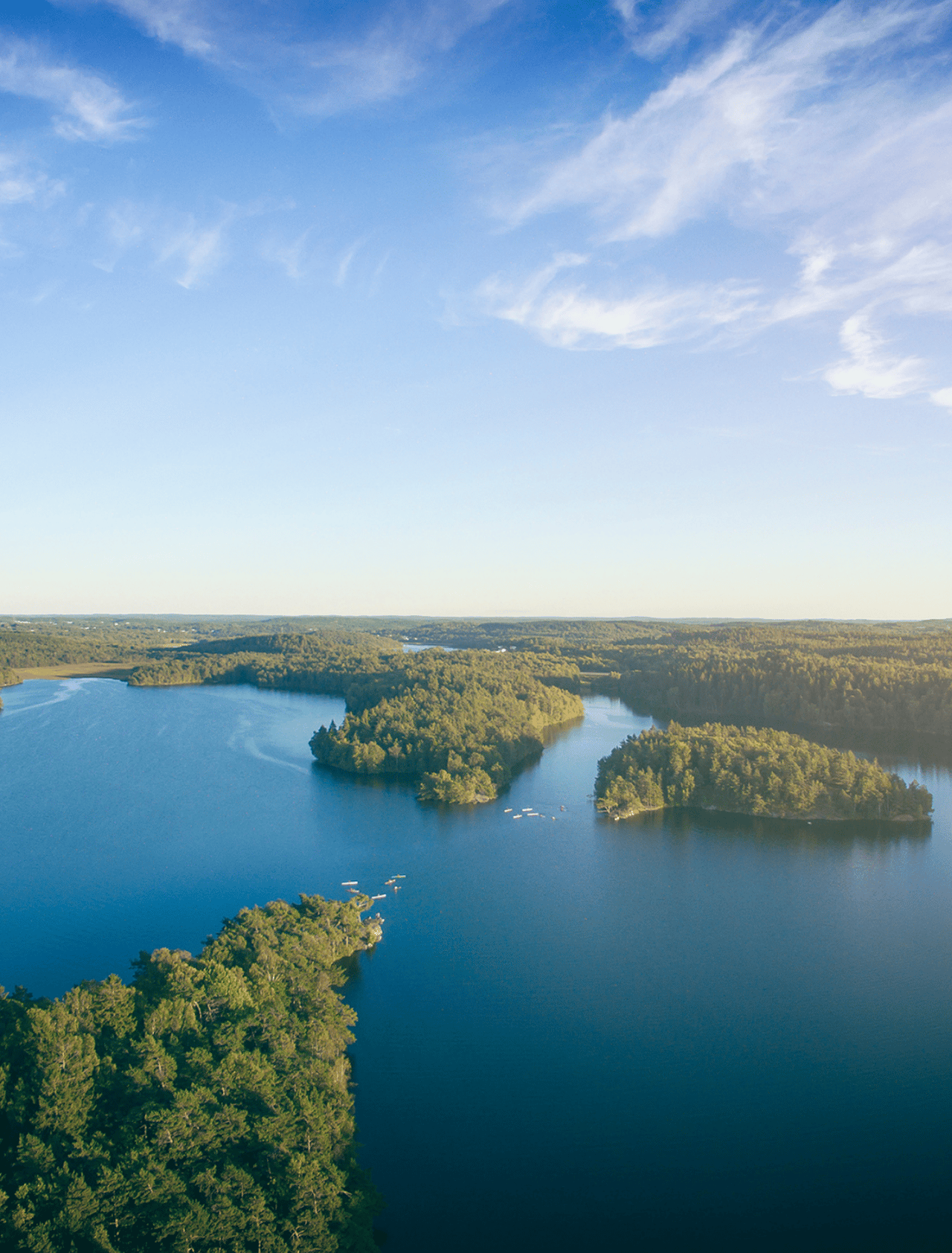 An aerial view of lake in Sweden in summer