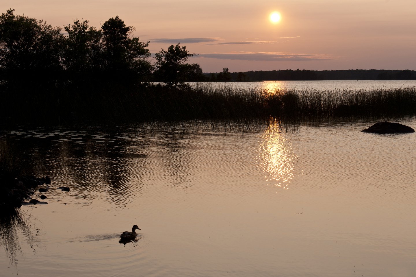 Sunset on Lake Asnen in Sweden
