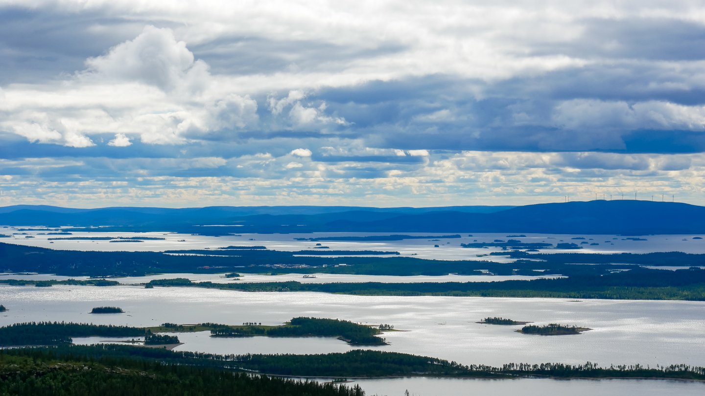 Looking down at Lake Hornavan in Norrbotten County, Lapland