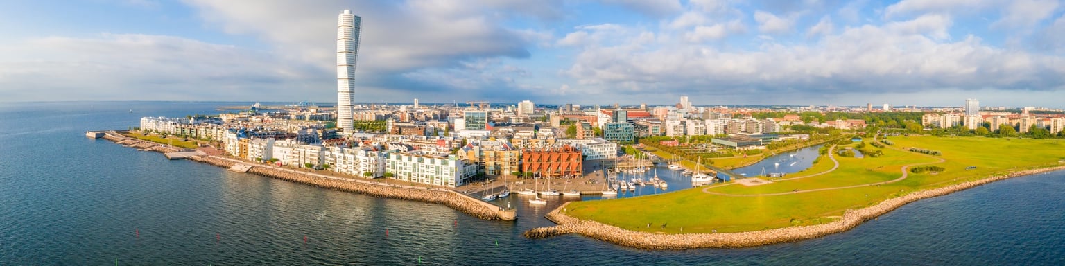 Malmo cityscape with the Turning Torso visible