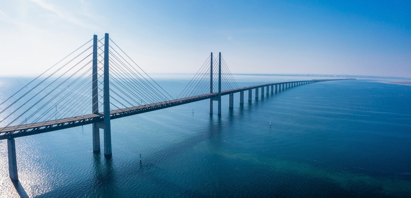 Oresund Bridge, connecting Malmo with Copenhagen 