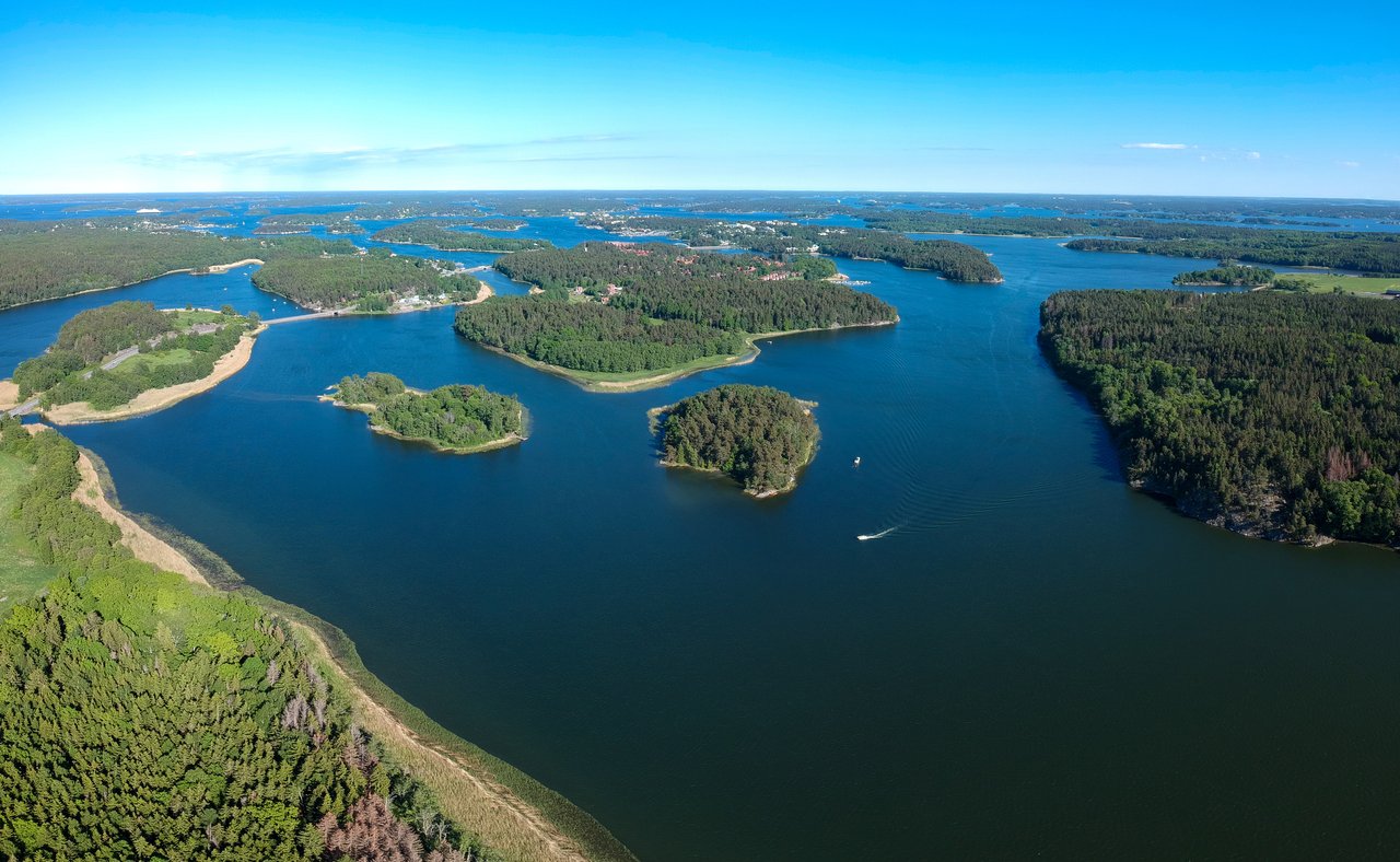 An aerial view of Stockholm's archipelago
