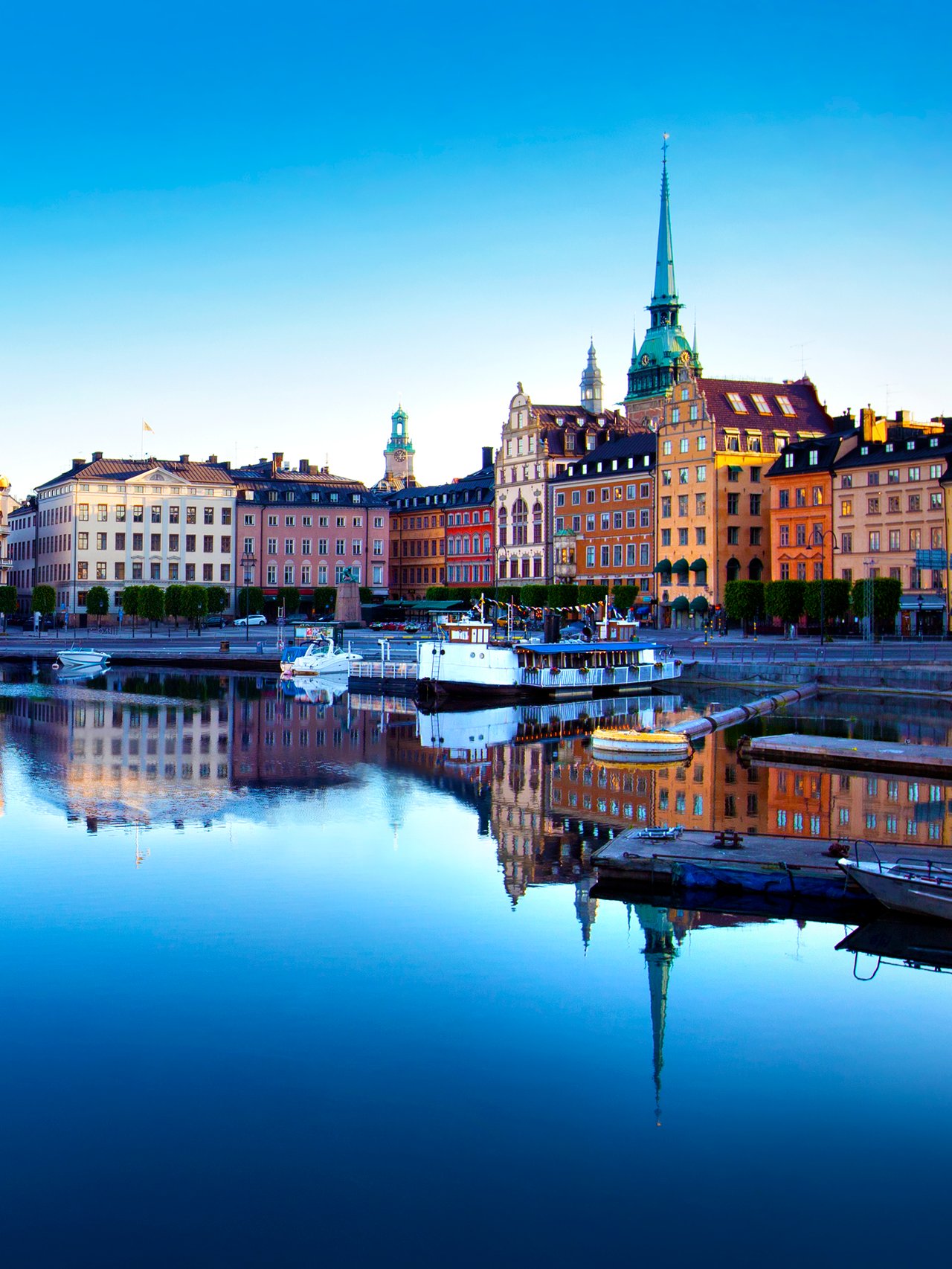 Stockholm's Old Town reflected in the water
