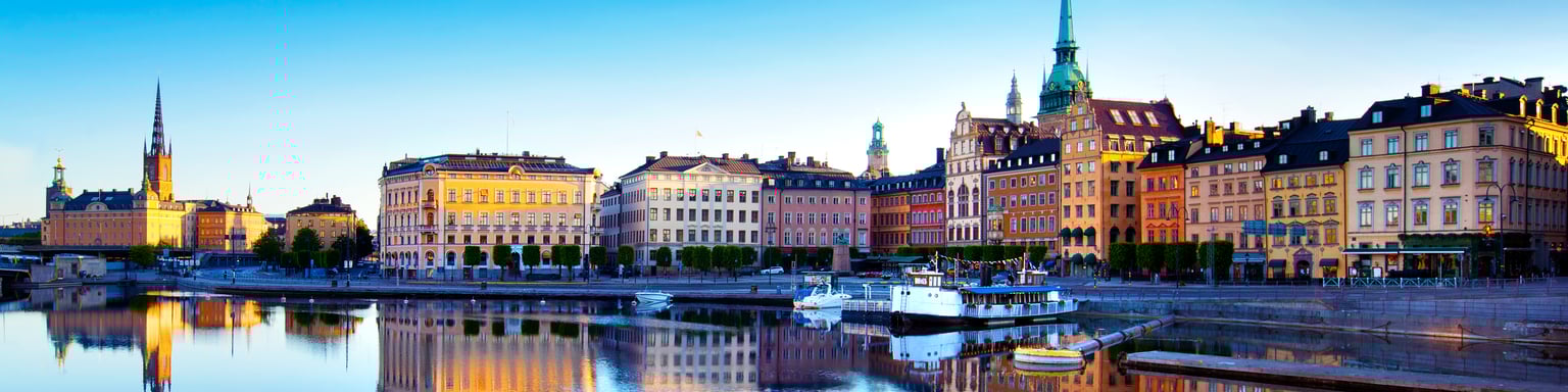 Stockholm's Old Town reflected in the water