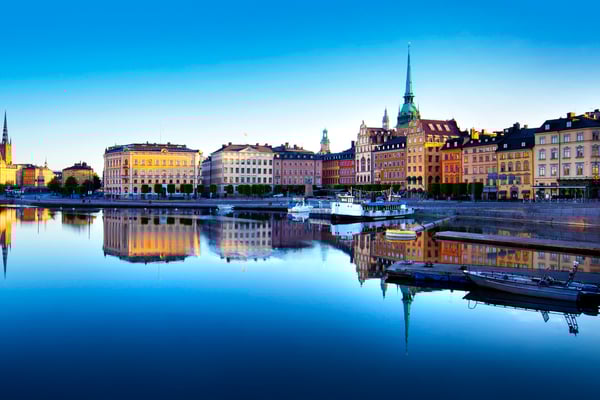 Stockholm's Old Town reflected in the water