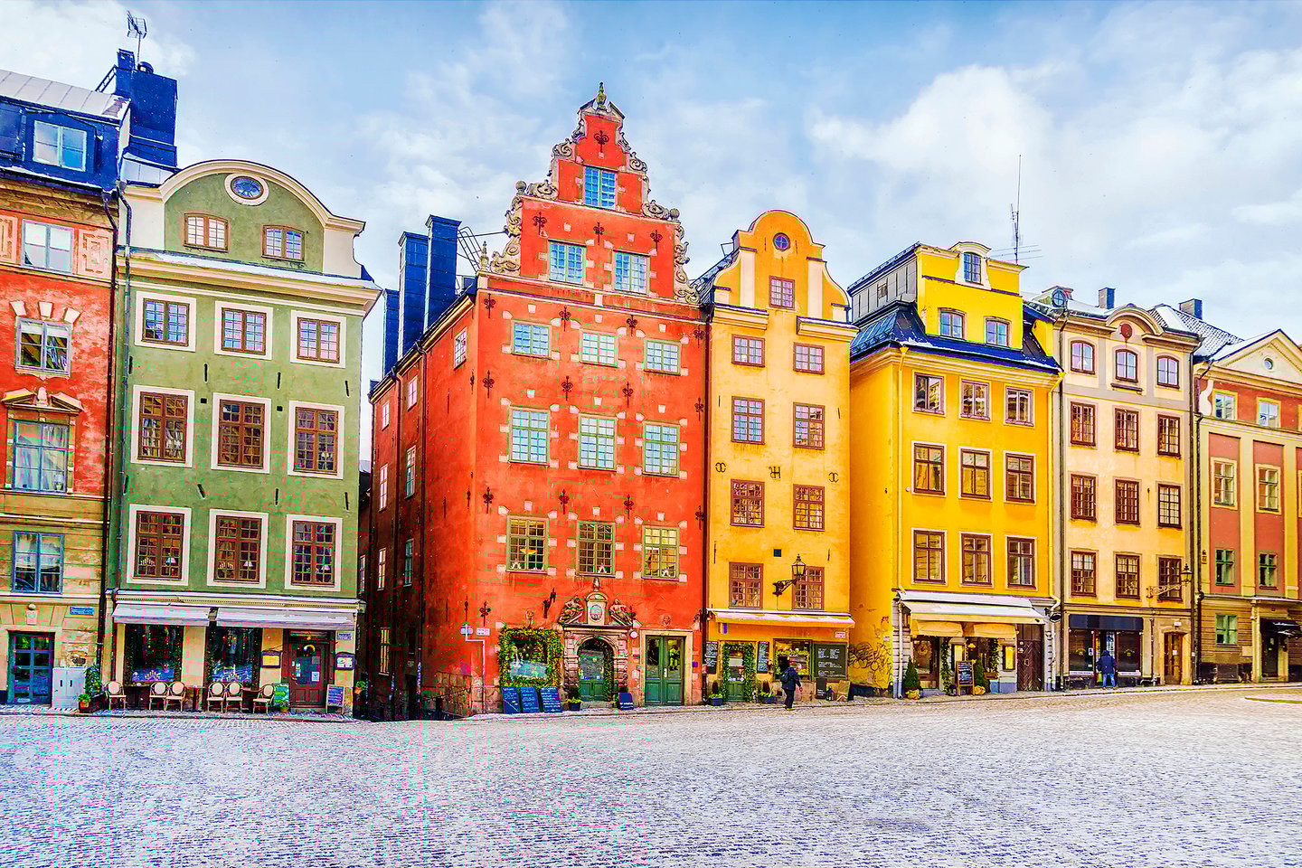 Colourful buildings in Stortorget Square in Stockholm's old town