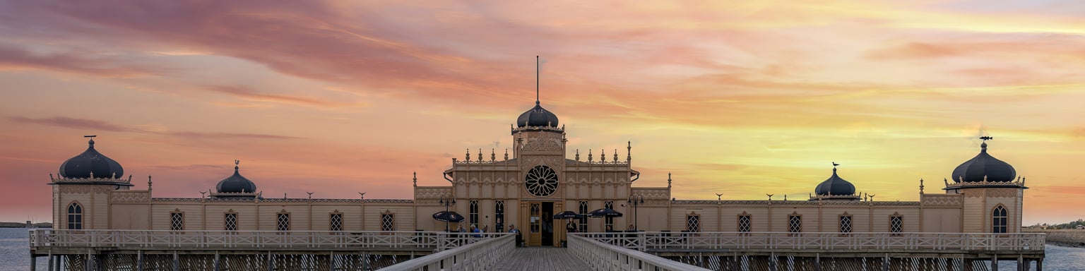 The Kallbadhuset, a beautiful cold bath house at the harbour in Varberg, Sweden