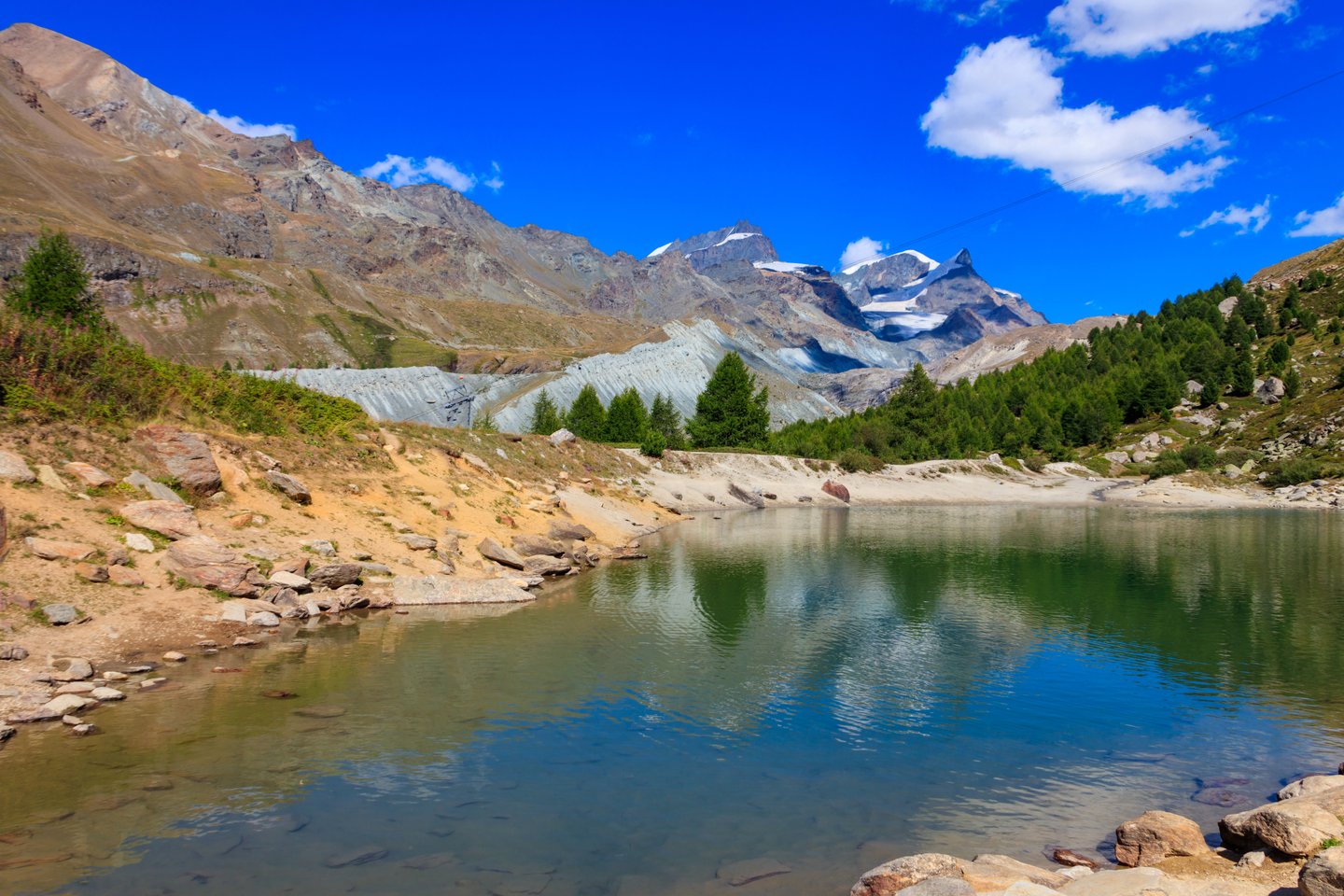 Grunsee Lake on a sunny day in summer