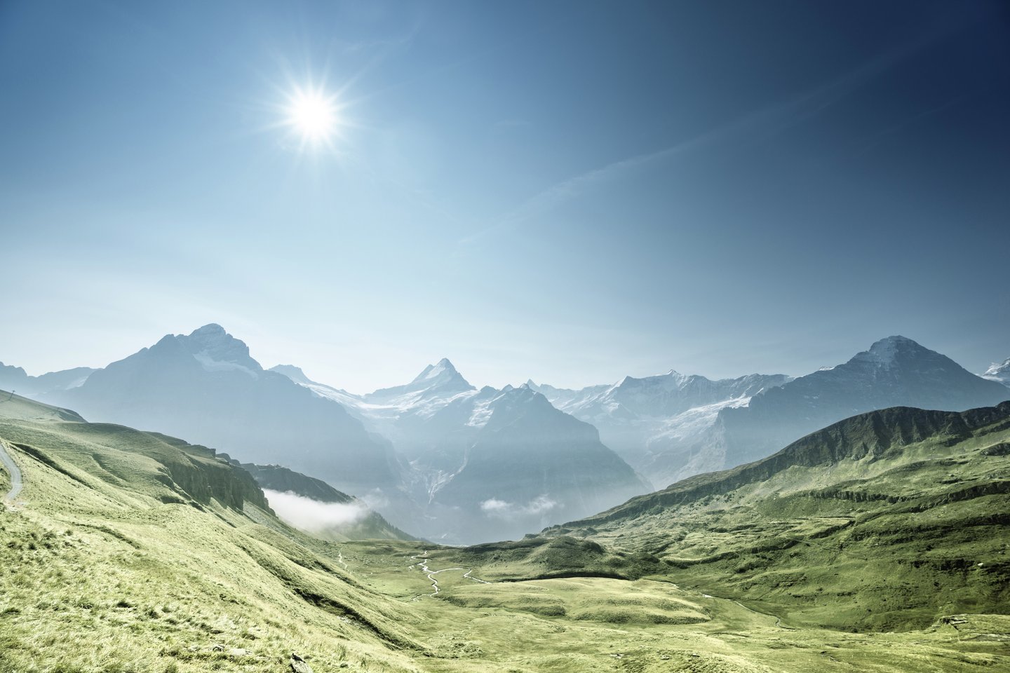 Grindelwald valley from the top of First mountain, Switzerland