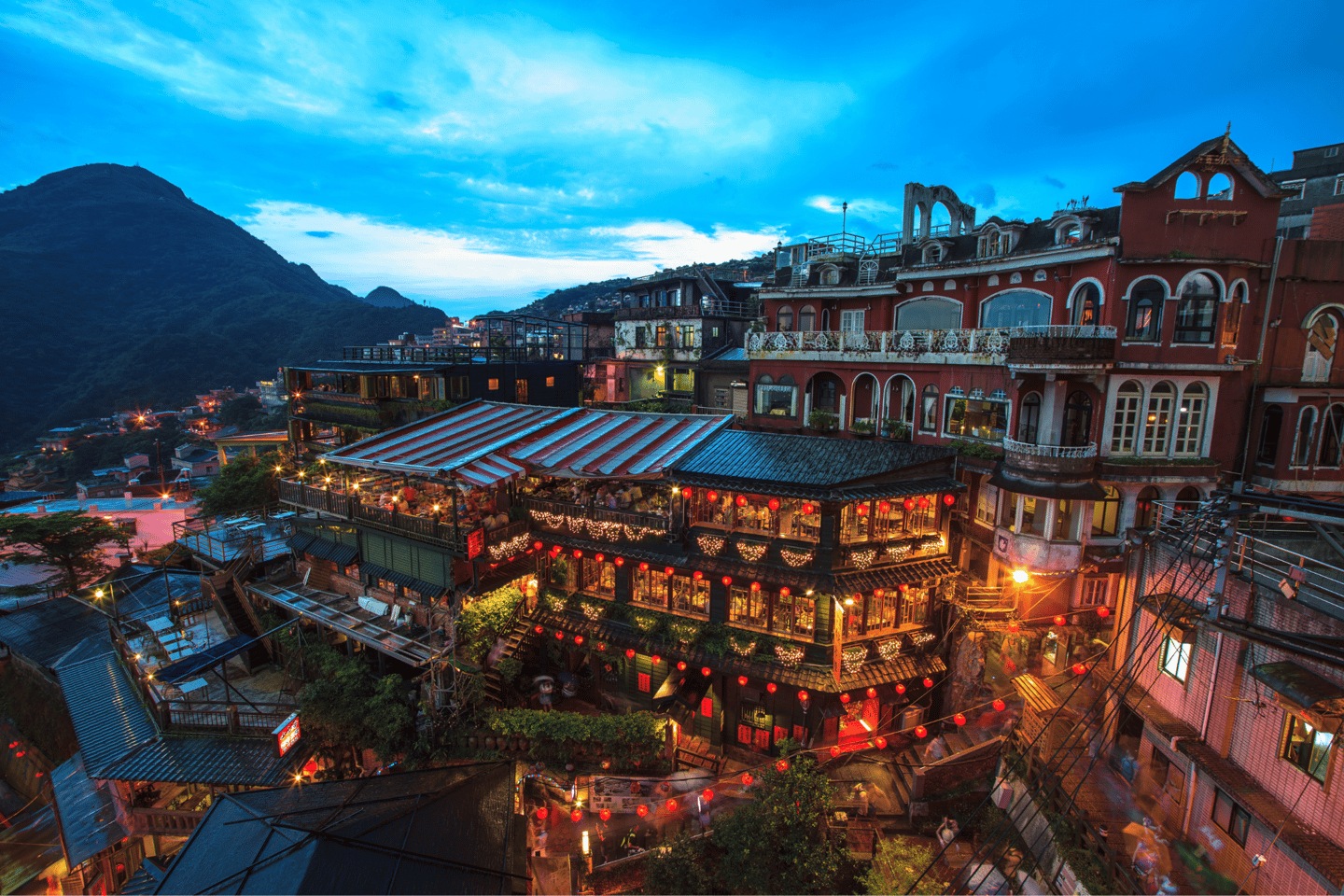 The seaside mountain town scenery in Jiufen, Taiwan
