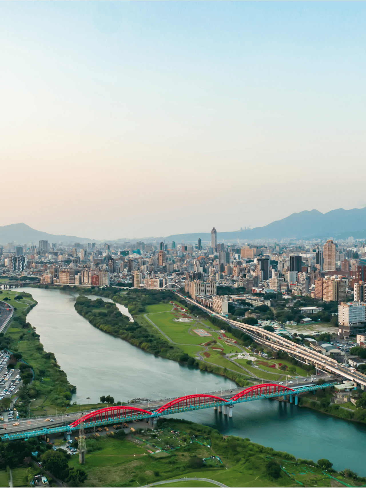 An aerial view of Taipei