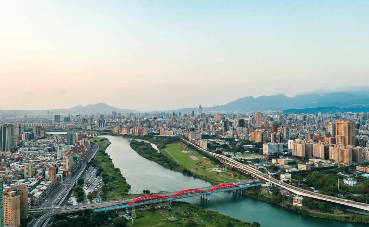 An aerial view of Taipei