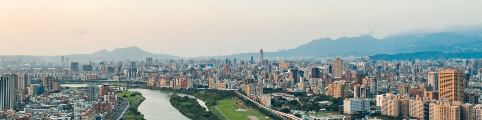 An aerial view of Taipei