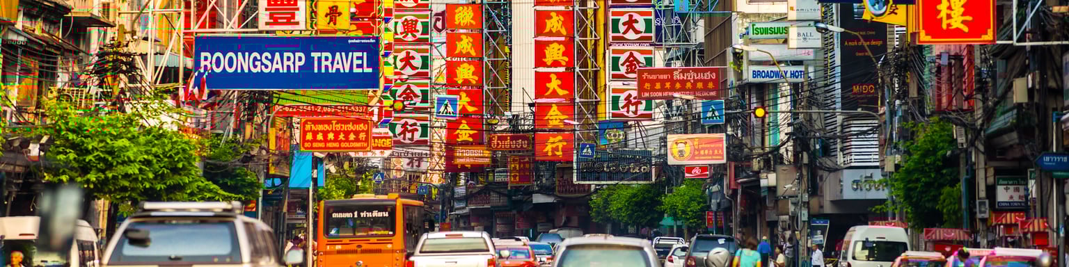 Busy Yaowarat Road in Bangkok, Thailand