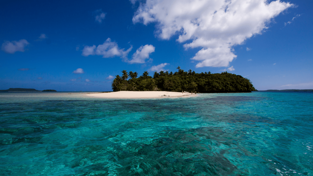 A small island in Tonga from the water