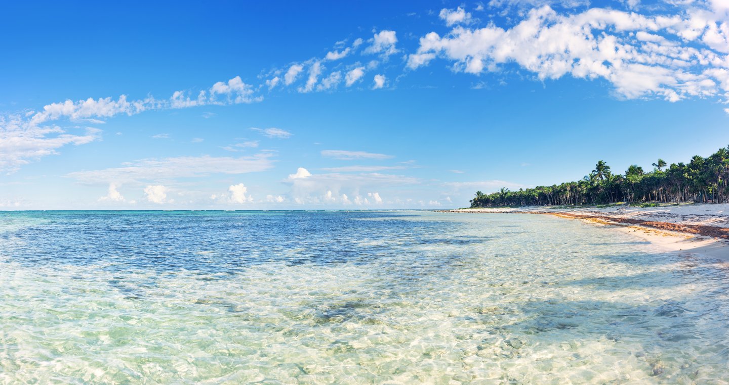 Panorama of Soliman bay beach at Mexico