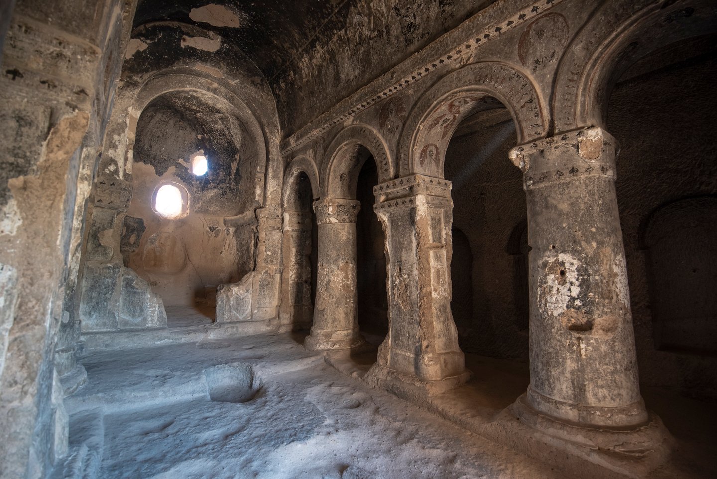 Inside the cathedral in Selime Monastery in Cappadocia