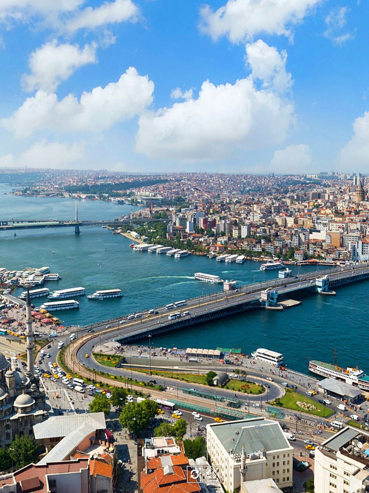 An aerial view of Istanbul and the Bosphorus