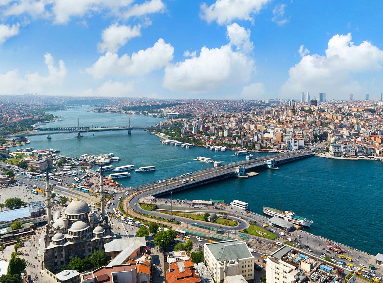 An aerial view of Istanbul and the Bosphorus