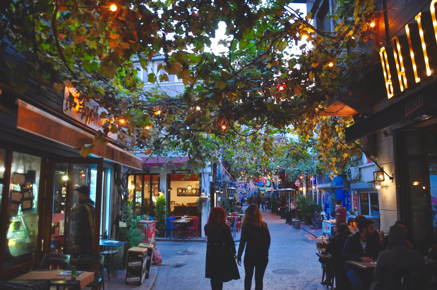 Outdoor dining in Karakoy at the evening