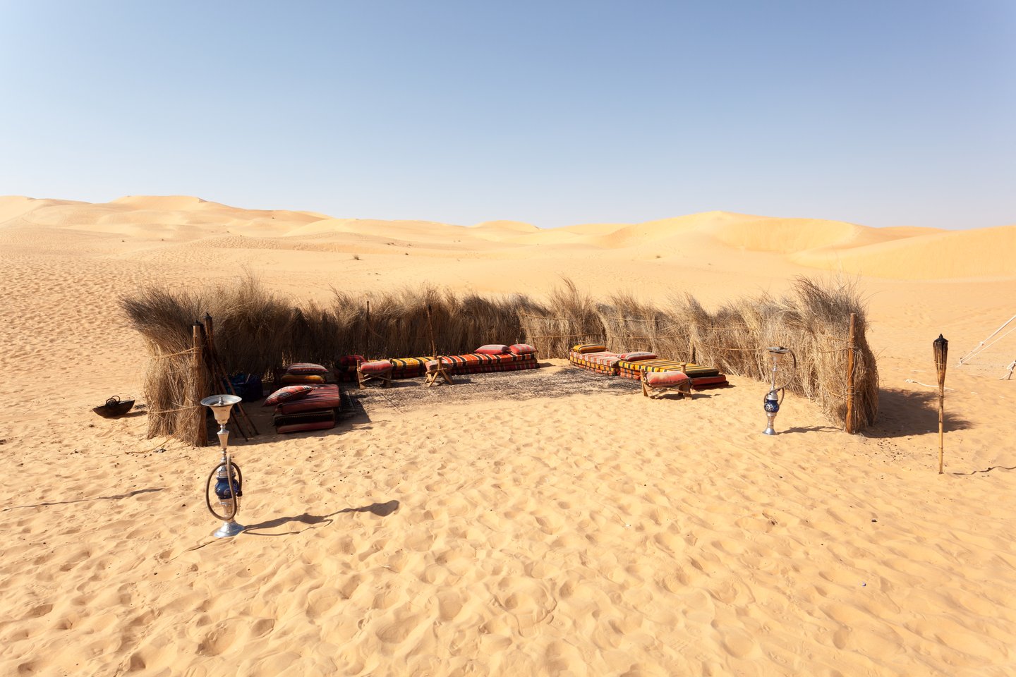 A camp site prepared in the desert in Abu Dhabi