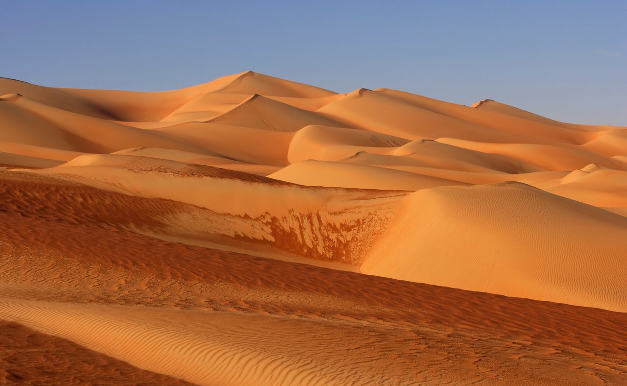 Sand dunes in the Empty Quarter in Abu Dhabi