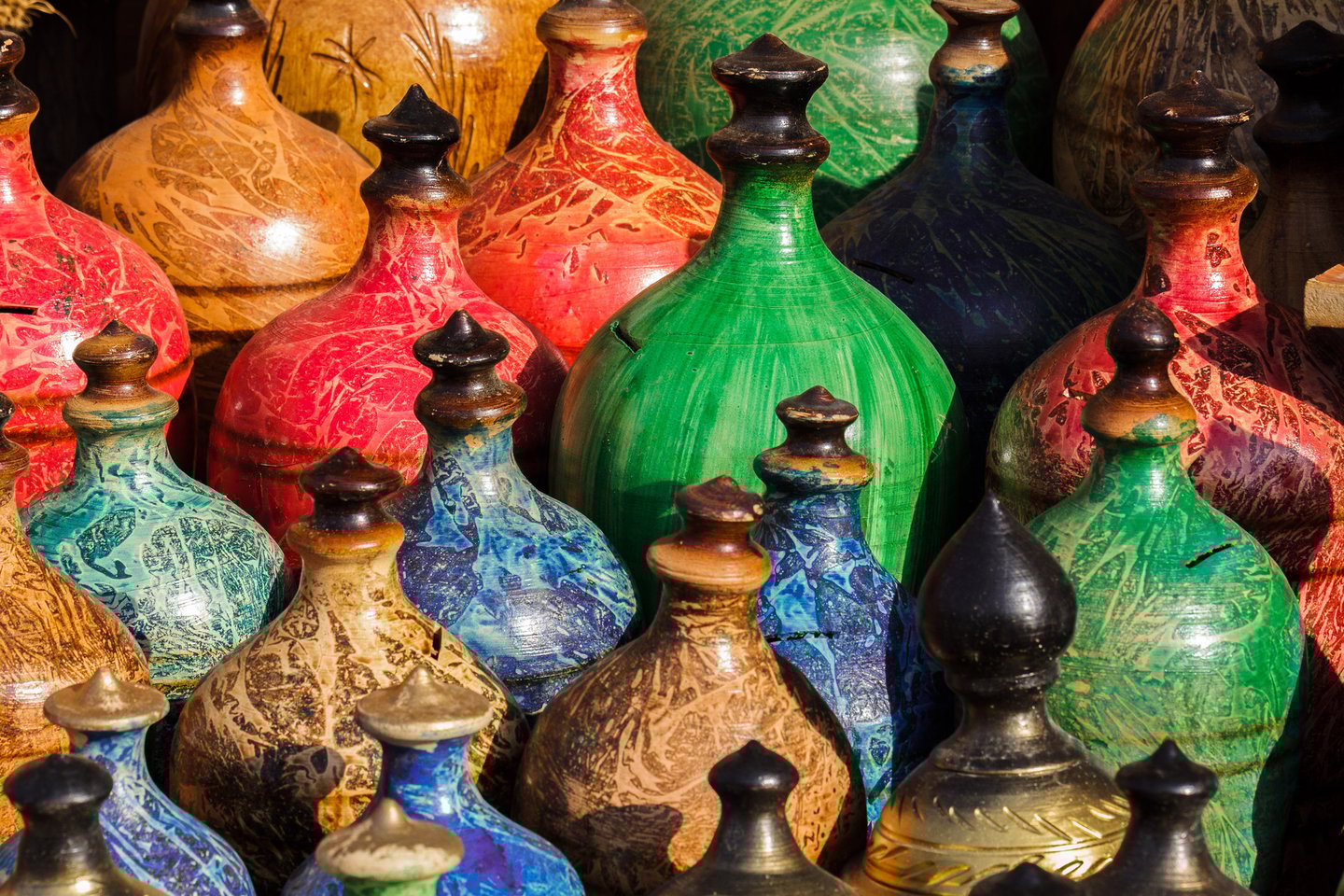 Colourful pots at the Friday Market in Fujairah