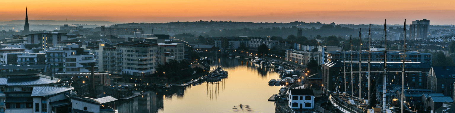 Bristol harbourside at sunrise