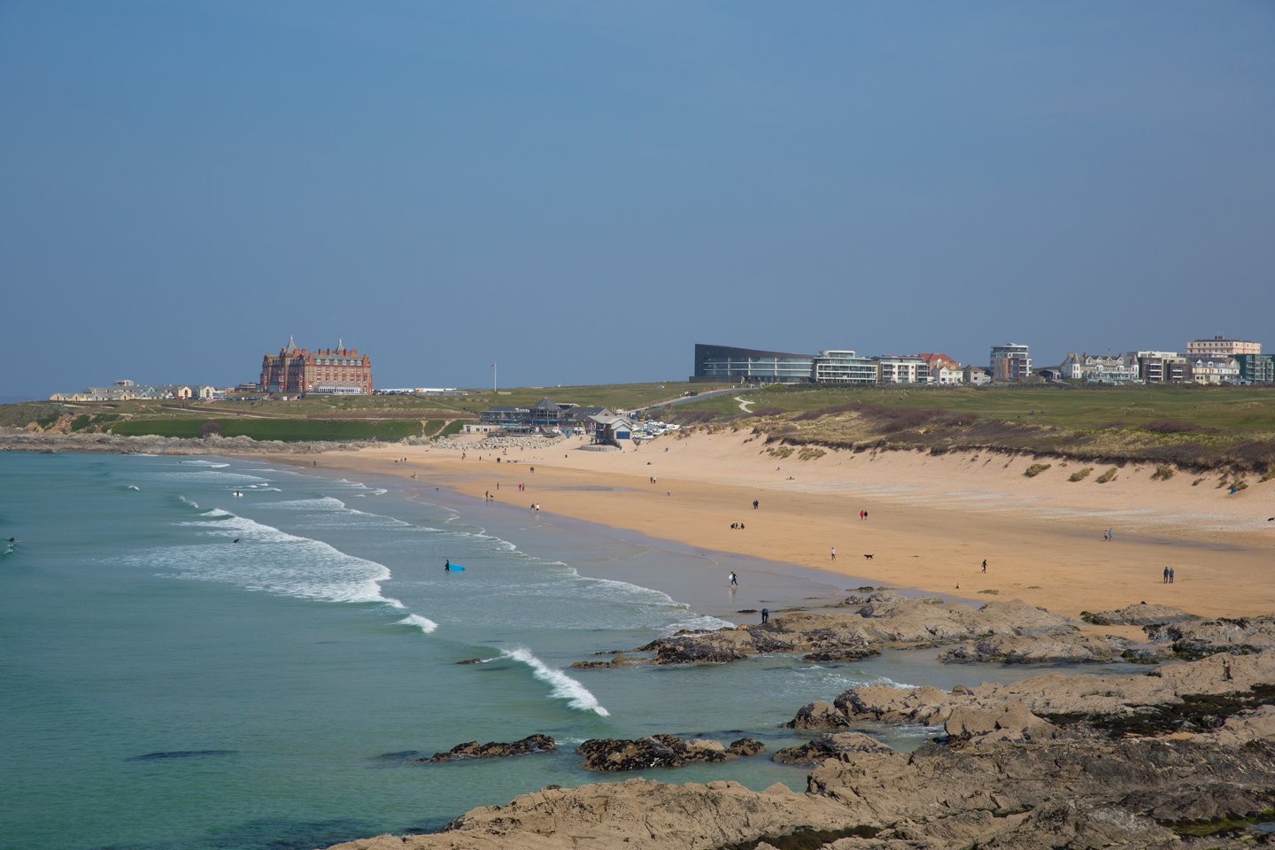 People on Fistral beach in Newquay, Cornwall