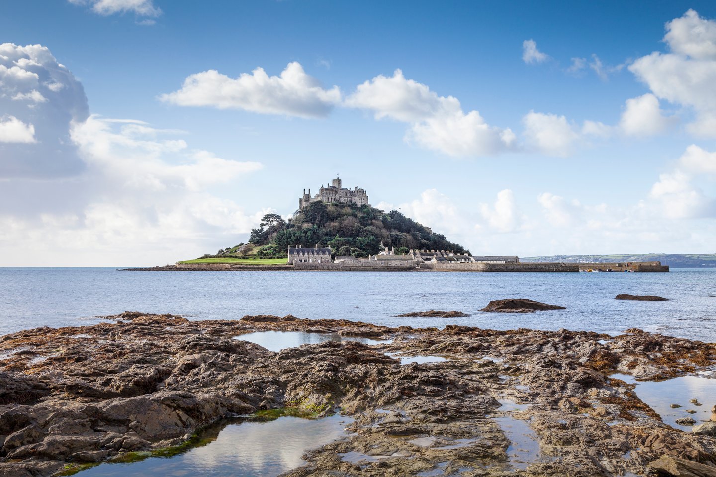 Looking across the water at St Michael's Mount in Cornwall, Wales