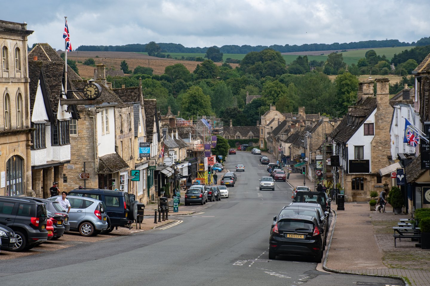 Looking down hill into the Cotswold Town of Burford
