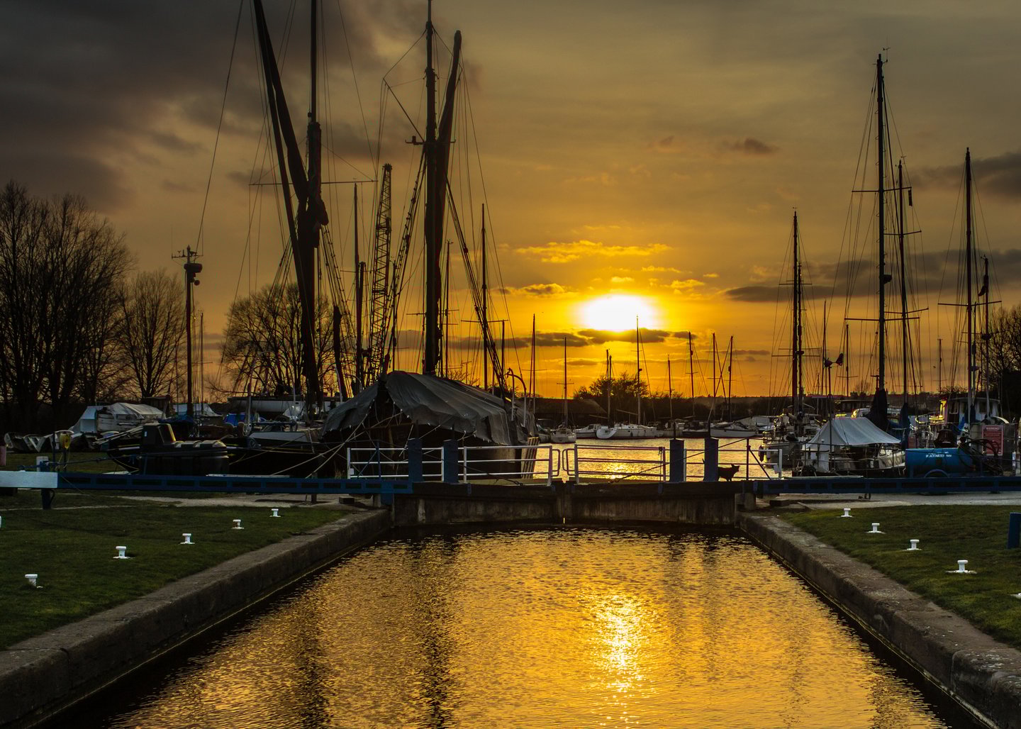 Sunset over Maldon from the Heybridge Basin.