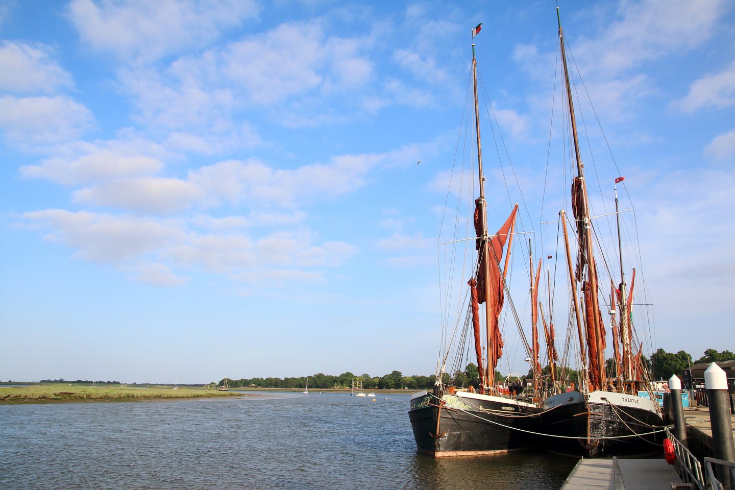 Typical Thames Sailing barges at Maldon, Essex, England.