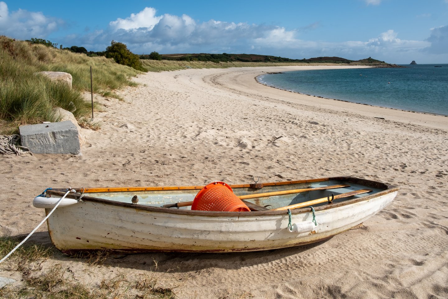 A row boat on Par Beach in St. Martin's, Isles of Scilly