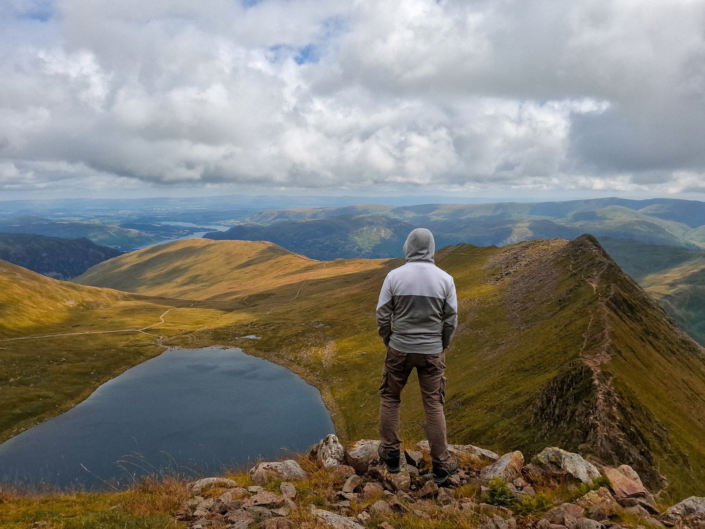 View from Helvellyn Peak in Lake District National Park in England
