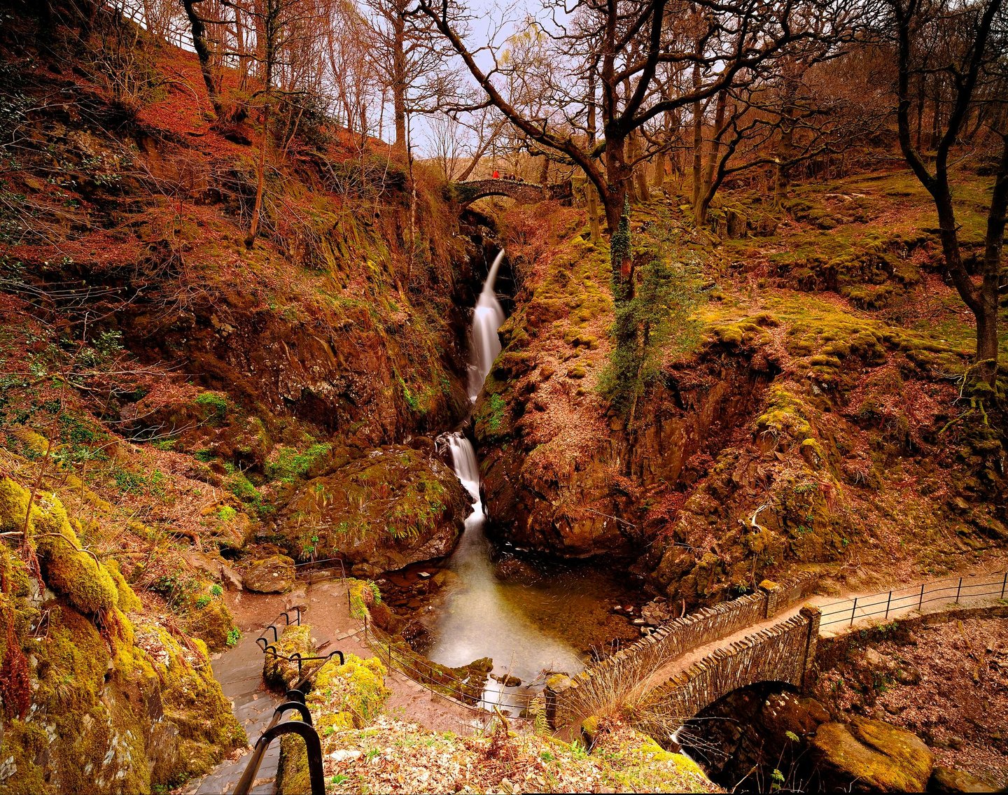 Aira Force, a waterfall in the Lake District, in autumn