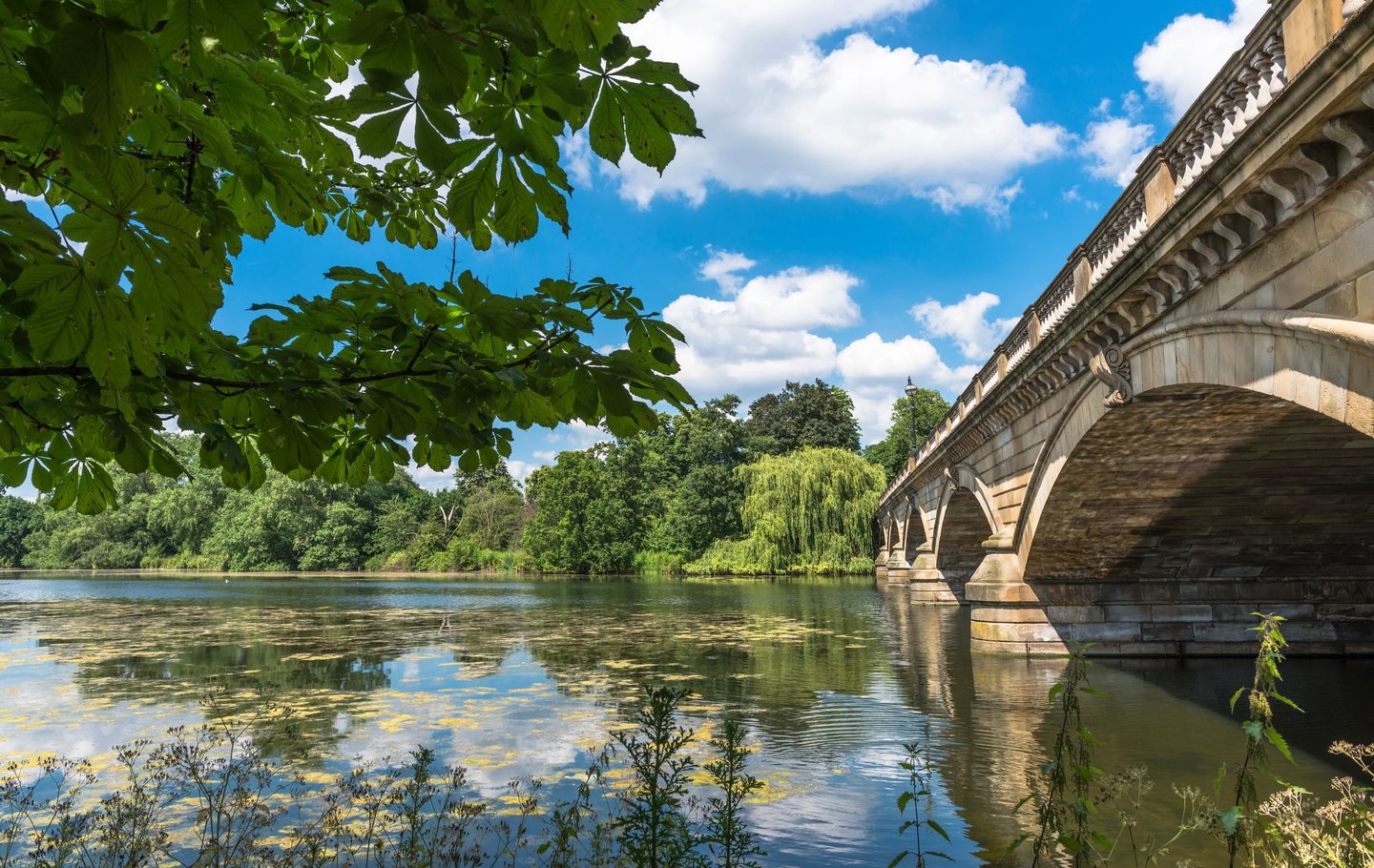 Serpentine Lake and Serpentine Bridge in Hyde Park, London