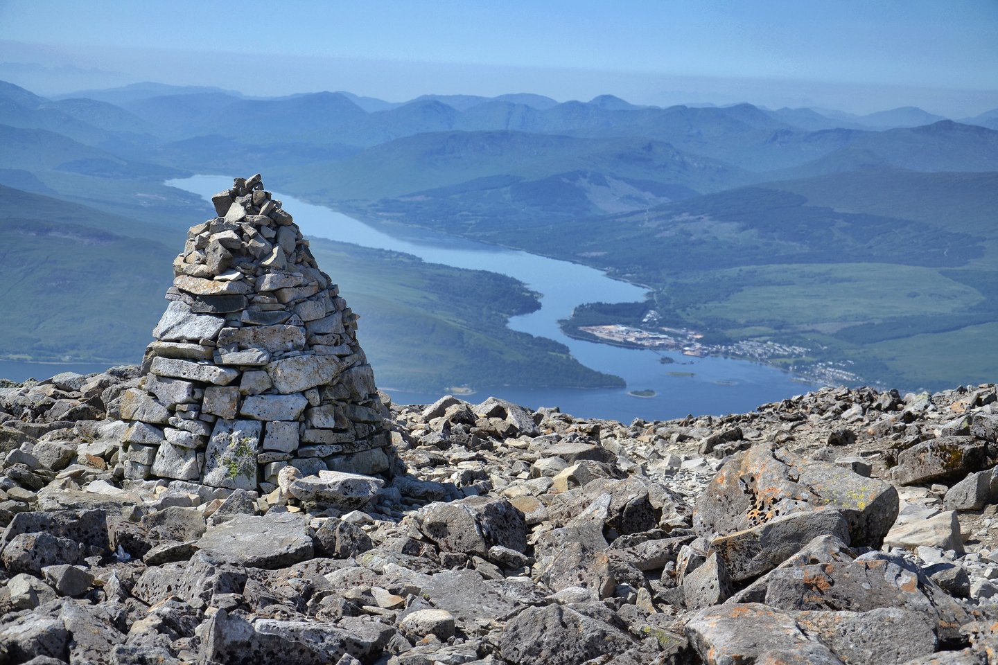The view from the summit of Ben Nevis in Scotland.