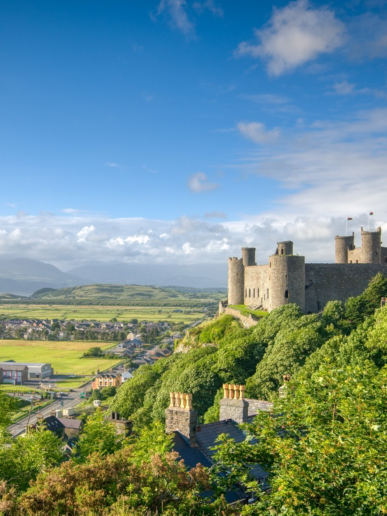 Harlech Castle overlooking Snowdonia National Park