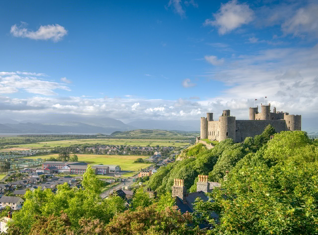 Harlech Castle overlooking Snowdonia National Park